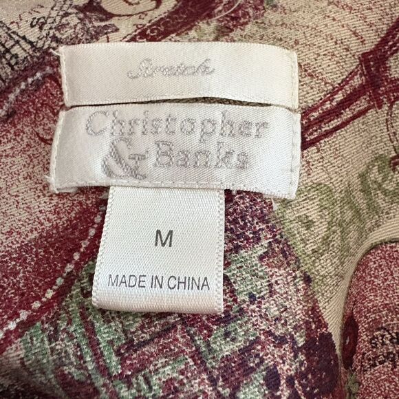 Christopher & Banks M Jacket Parisian Travel Print Button Front Vintage-Inspired - Picture 15 of 16